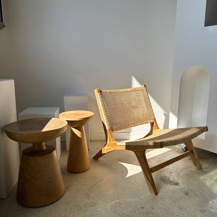 Office Objets - Wholesale Chair - Reclined chair in natural wood and woven rattan48