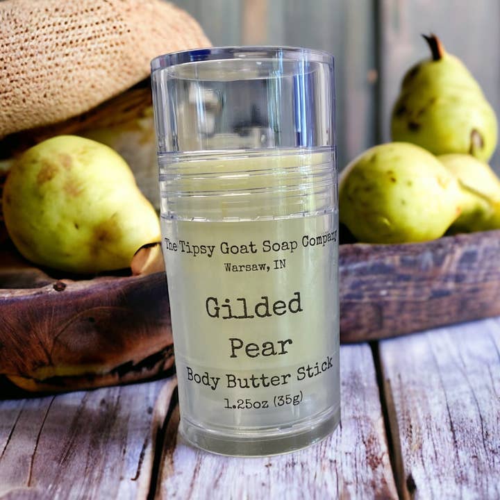 Gilded Pear Body Butter Stick | Solid Lotion Stick for wholesale by The Tipsy Goat Soap Company
