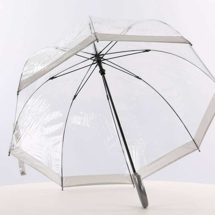 Soake - Vendita all'ingrosso Ombrello - Unisex - Ombrello a Cupola in Vinile Trasparente Quotidiano Argento