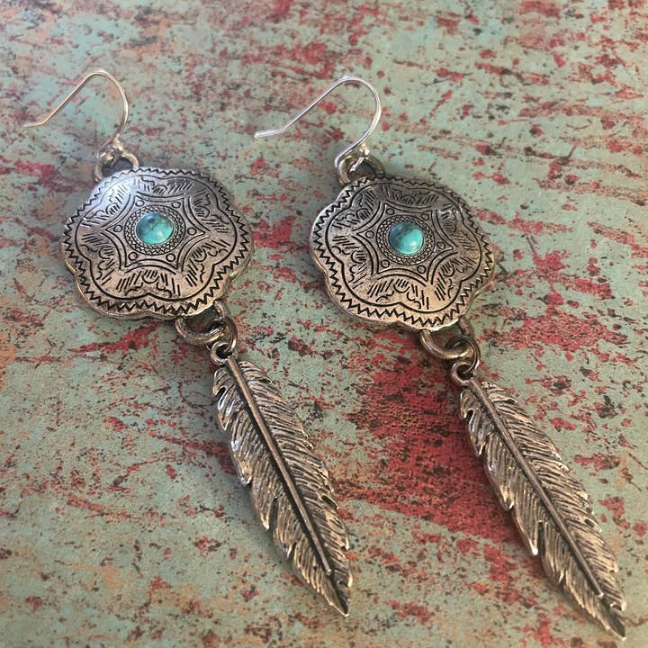 Concho earrings-Western/Southwestern/Rodeo Gift for wholesale by Savannah Hoffman Designs Artisian Jewelry