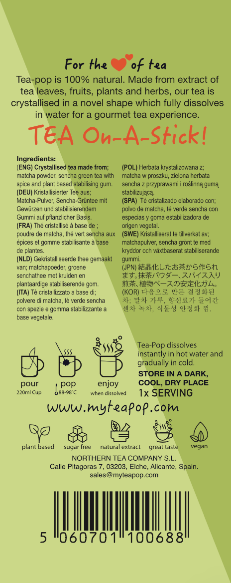 Northern Tea Company - Wholesale Loose Tea - Matcha Gourmet TEA on-a-stick! (20x sticks per tray) (Copy)2