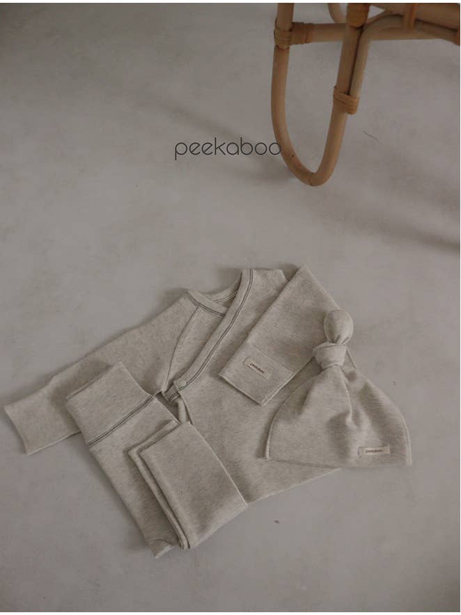 peekaboo - Wholesale Clothing Set - Baby - Newborn Baby Solid Color Long Sleeves Kimono Top & Pants3