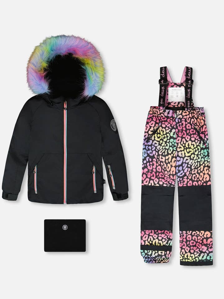 Completo da neve in due pezzi Leopardo Arcobaleno per la vendita all'ingrosso da parte di Deux par Deux