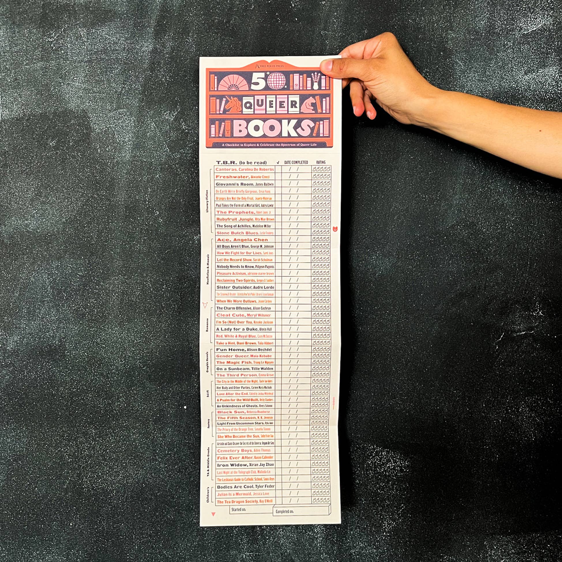 Free Period Press - Wholesale Bookmark - 50 Queer Books: A Checklist to Explore & Celebrate Queerness3