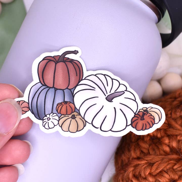 Pumpkin Stack Sticker, 3x1.78in for wholesale by Sammy Jean Artist