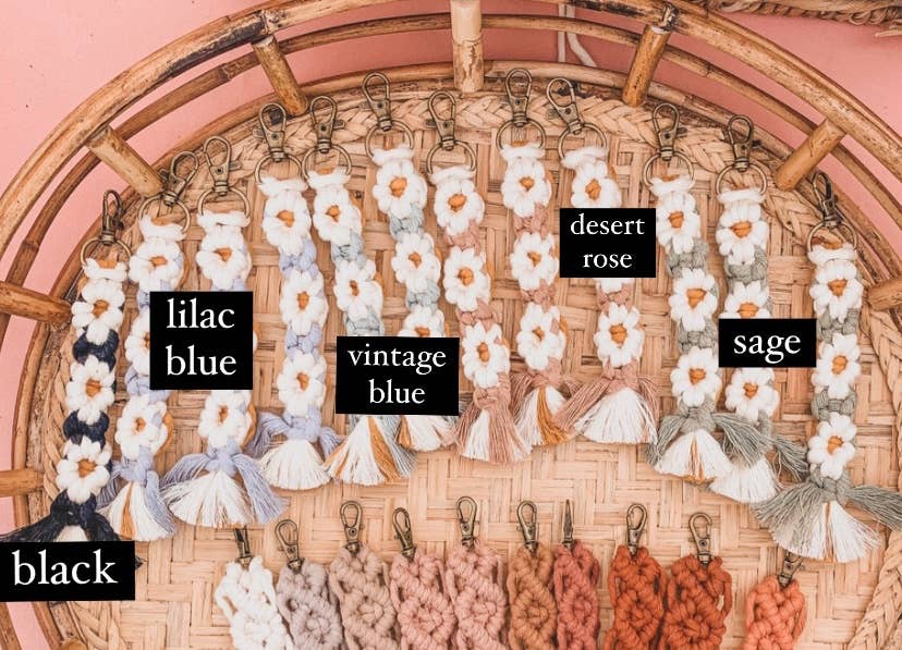 Sunset Macrame & Apparel – Porta-chaves - Mulher por atacado – Chaveiro Daisy Macrame/Chaveiro/Chaveiro Macrame2