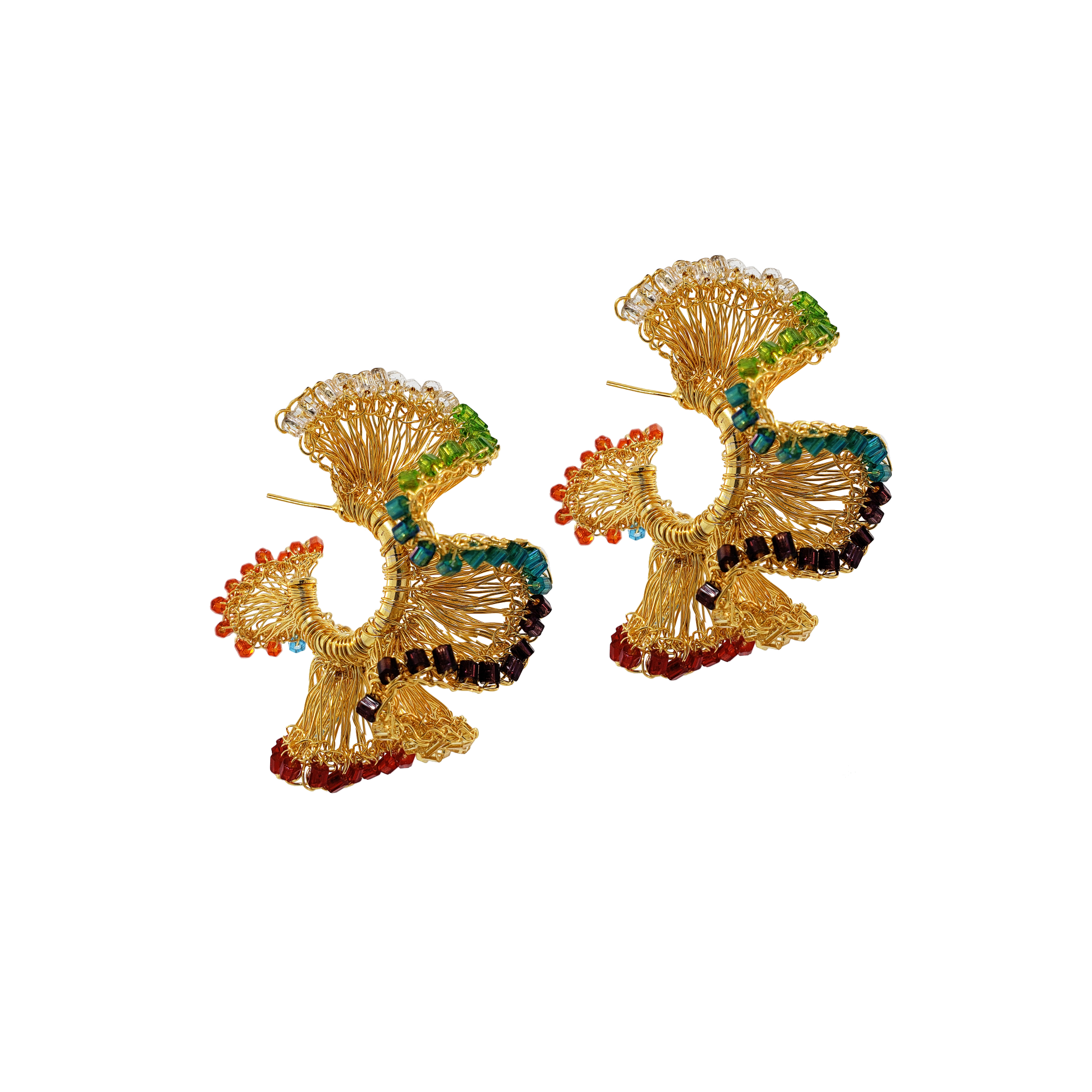 Lavish By Tricia Milaneze - Vendita all'ingrosso Orecchini a cerchio - Orecchini fatti a mano all'uncinetto Rio Hoops multicolore e oro3