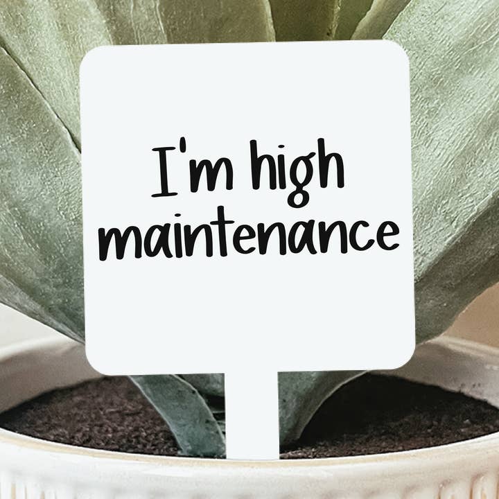I'm High Maintenance Plant Stake for wholesale by Knotty Design Co.
