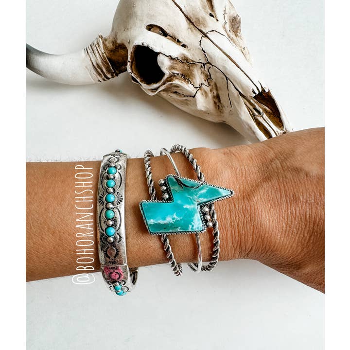 Boho Ranch Shop - Wholesale Beaded Bracelet - Western Metal Stretch Bangle Bracelet