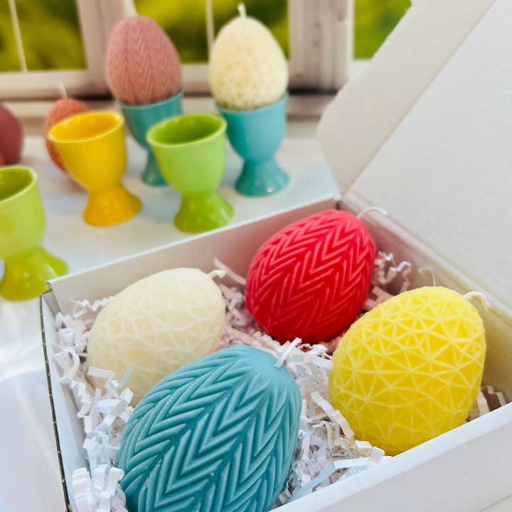Easter Egg Pattern Candles - 4 Pack for wholesale by 1111 Elm Candle & Soap Shoppe