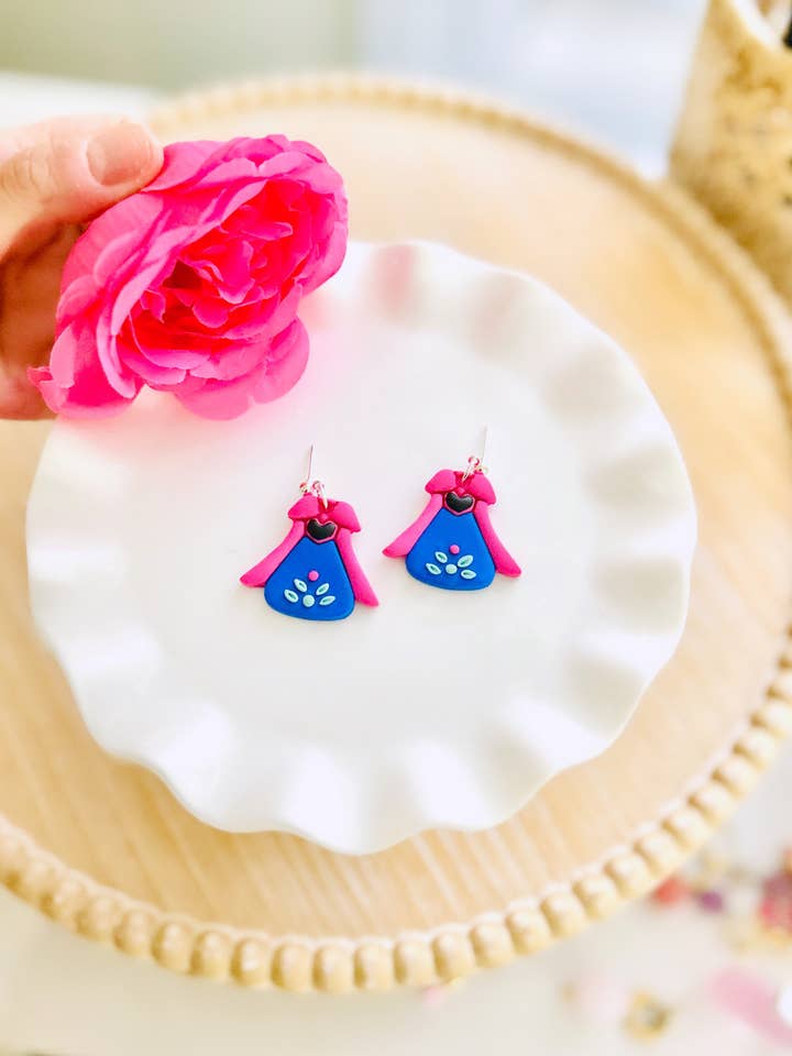 Princess Dress Clay Earrings Fairytale Jewelry Magical Dang for wholesale by Eflie