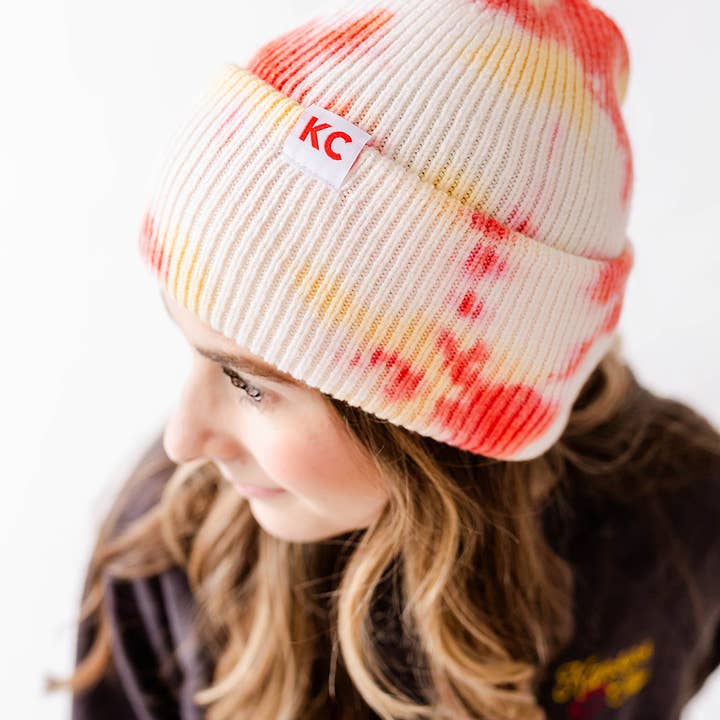 Carly Rae Studio - Wholesale Beanie - Women's - KC Watercolor Beanie - Red & Yellow2