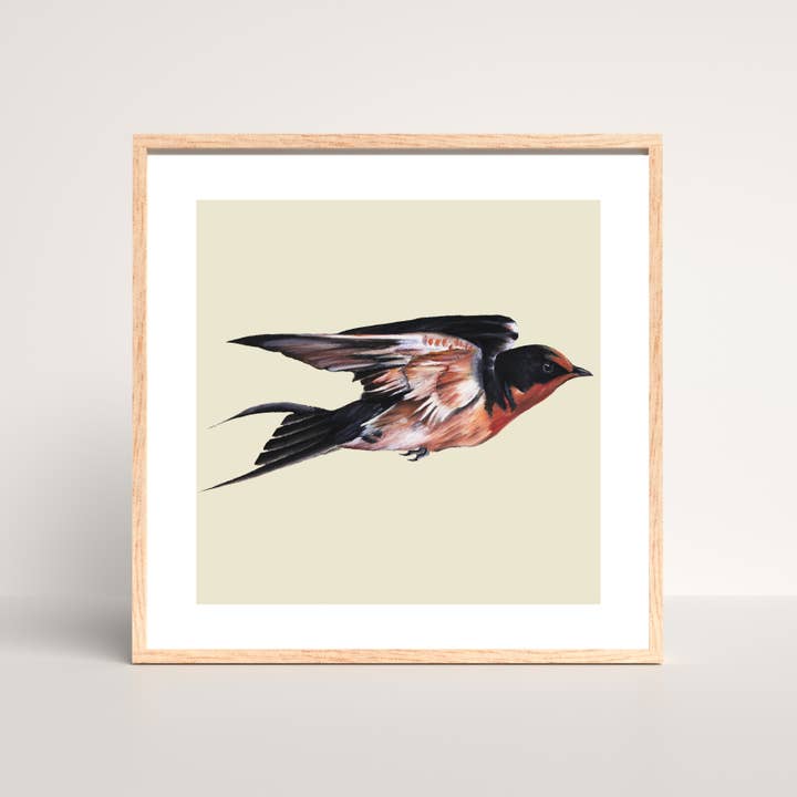 Swallow hand-painted print for wholesale by Dollybirds Art