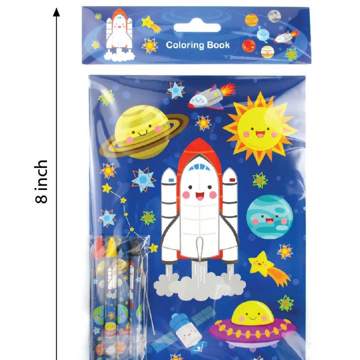 Tiny Mills - Wholesale Coloring Book - Kids & Baby - Outer Space Coloring Books with Crayons Party Favors