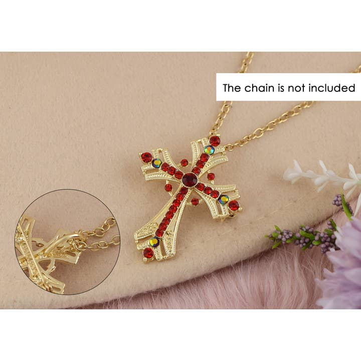 AK Brand - Vendita all'ingrosso Spille - Spilla a forma di croce religiosa argentata con strass14