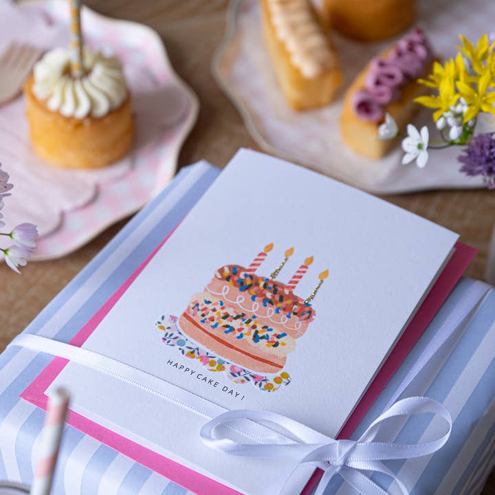 The Charming Press – postal de parabéns por atacado – Cartão de Bolo de Aniversário - Liberty Wiltshire Bud Fabric2