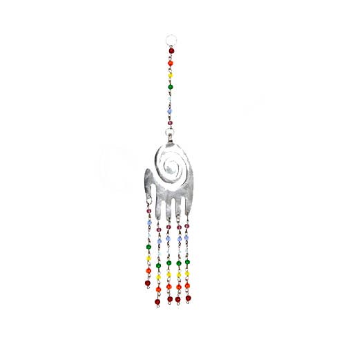 Oceanic Linkways Inc - Wholesale Spiritual Stone/Crystal - (PC)HANGING BELLS - CHAKRA SPIRAL HAND & RAINBOW GLASS