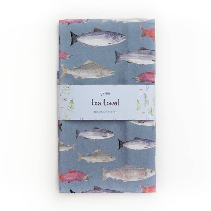 Yardia - Wholesale Tea Towel - Salmon Tea Towel - Organic Cotton Kitchen Towel0