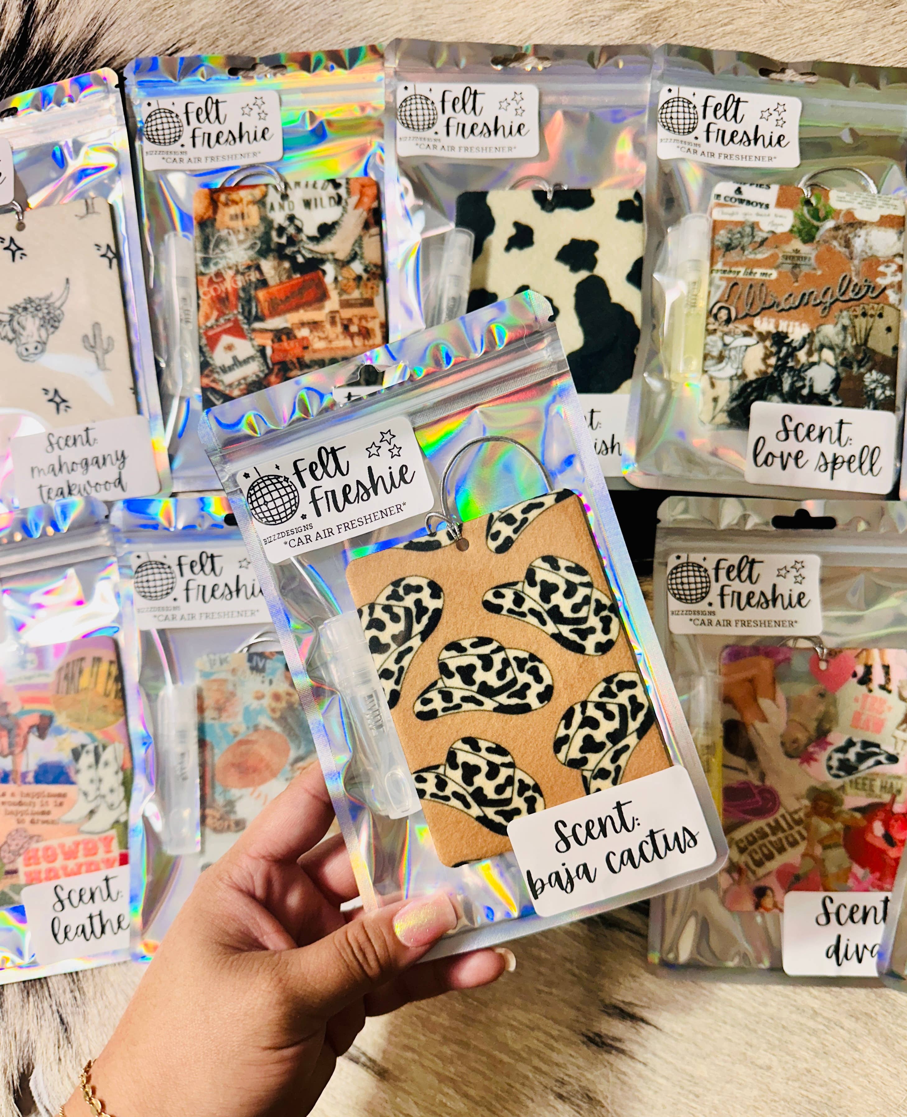 Bizzz Designs - Wholesale Car Freshener - Women's - Western Punchy Felt Freshie Bundle of 10 | Air Freshener4