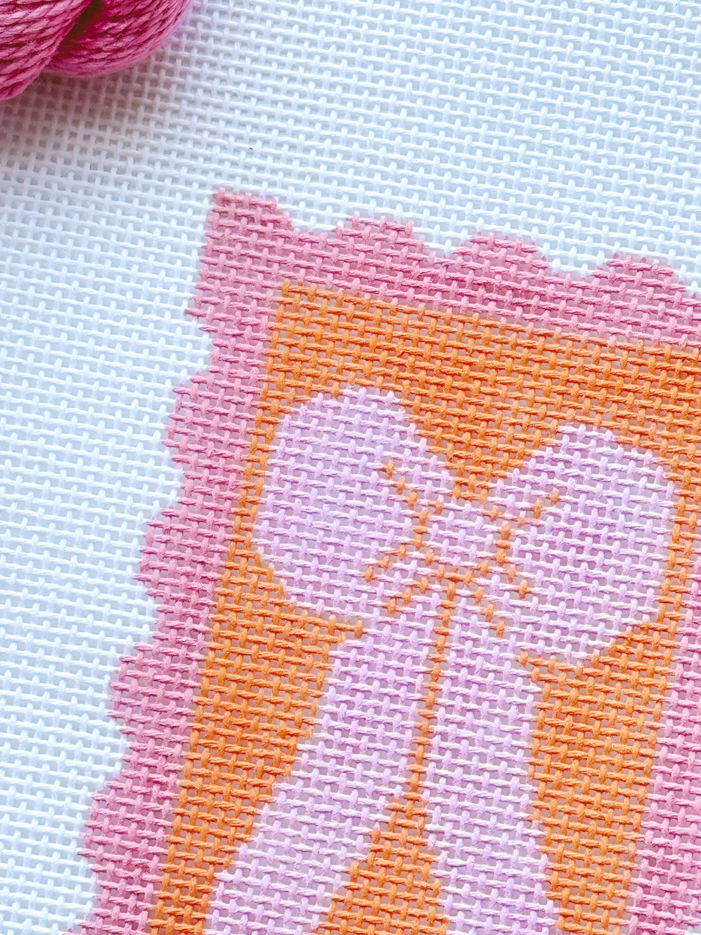 Cotswold Co Designs - Wholesale Embroidery/Cross Stitch Supplies - Pink Bow Needlepoint Canvas, 18 Mesh 2”x4” Design, Coquette Stamp Needlepoint Canvas, Bow Stamp Needlepoint Canvas7