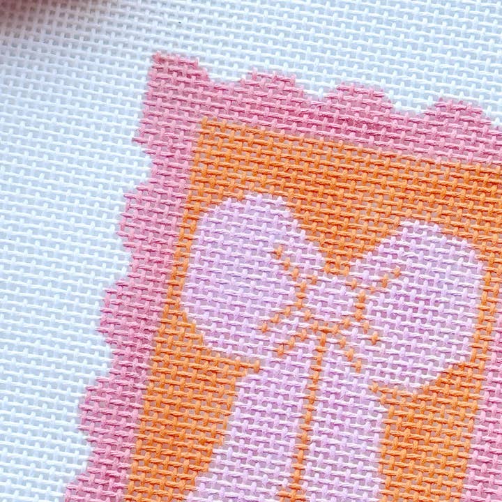 Cotswold Co Designs - Wholesale Embroidery/Cross Stitch Supplies - Pink Bow Needlepoint Canvas, 18 Mesh 2”x4” Design, Coquette Stamp Needlepoint Canvas, Bow Stamp Needlepoint Canvas7