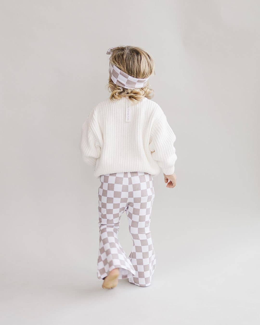 Lucky Panda Kids - Wholesale Pants - Baby - Checkered Flare Pants | Latte5
