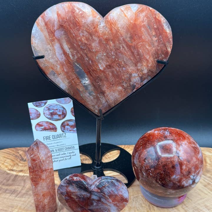 Quartz de feu cœur support personnalisé lot sphère et tour H320 pour la vente par The 7 Directions