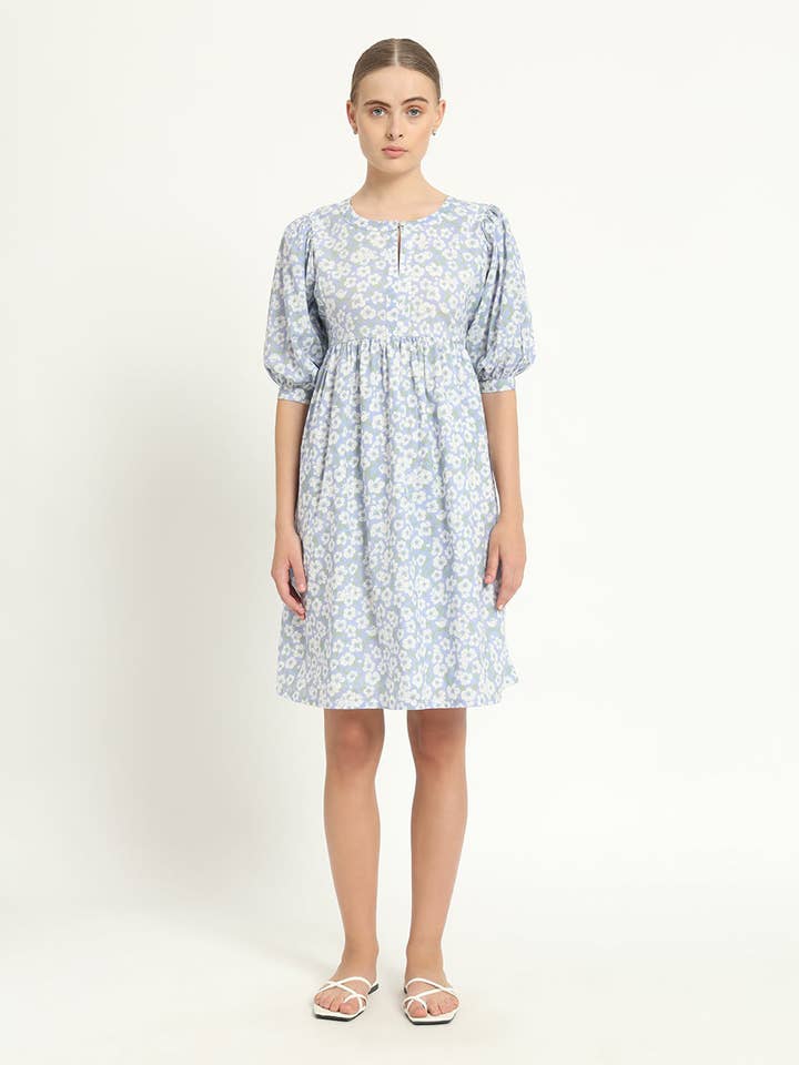 The Aira Lilac Gardenia Cotton Dress for wholesale by Thevasa