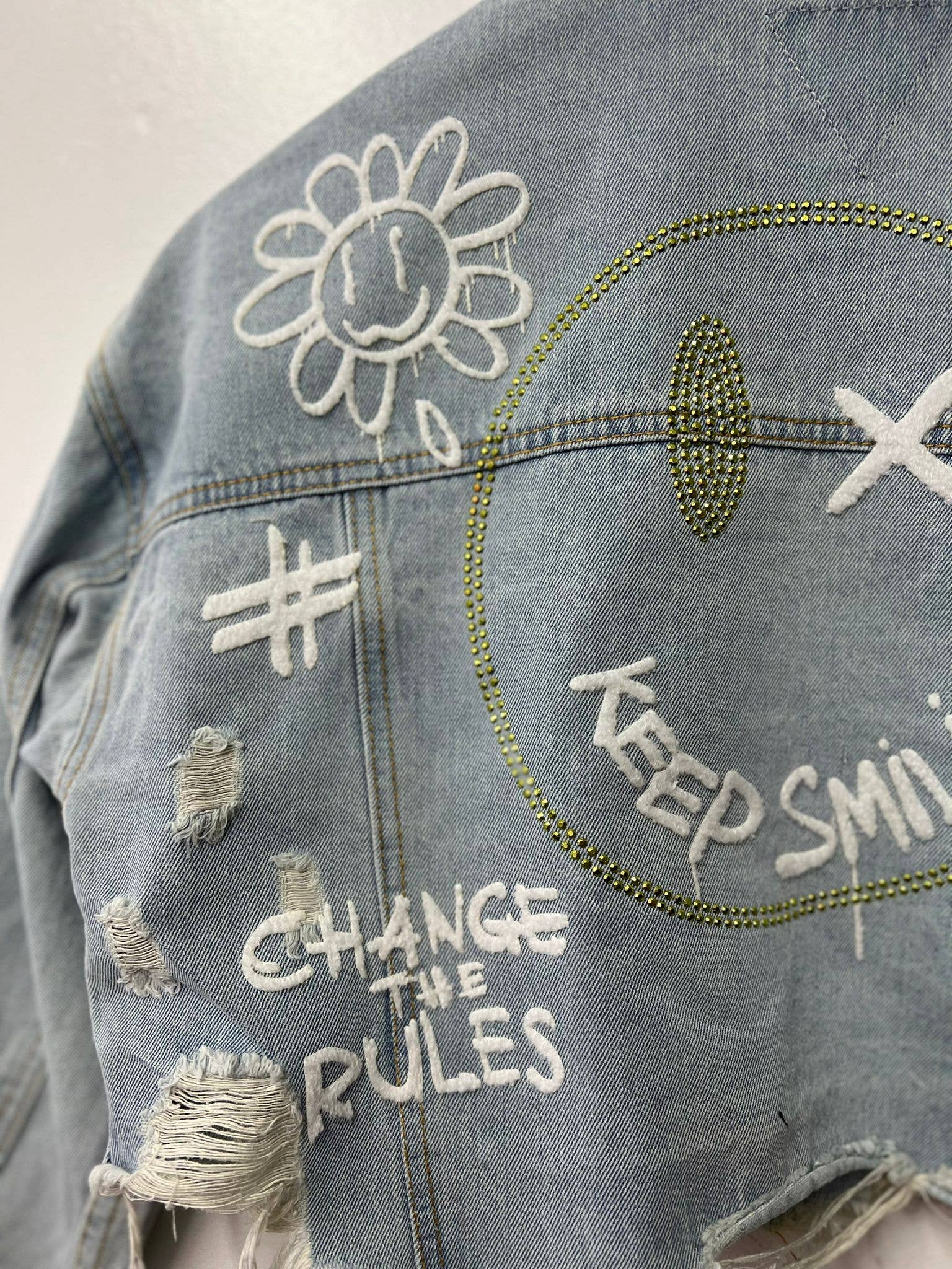 Trio Urban - Vente Veste en jean – femme - Veste en jean à strass Keep Smiling12