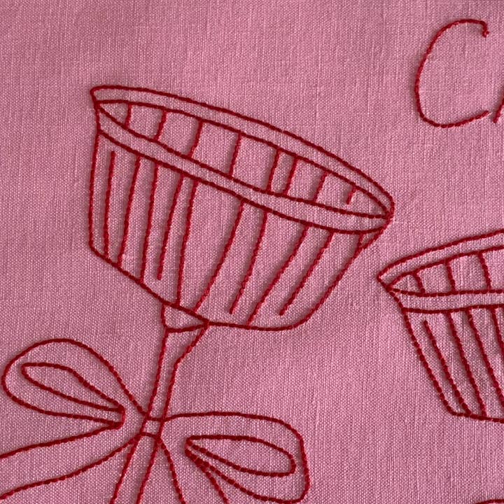 Little Nordic Sol - Wholesale Placemat - Cin Cin Linen Placemat with Glasses in Raspberry and Rose6