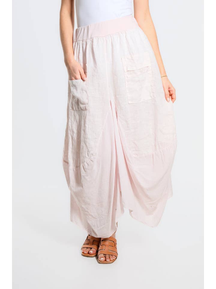 TINA Stephens Italy/Tees By Tina - Wholesale Skirt - Women's - Brenna Cotton/Linen Bunched Pocket Skirt (SL102W)32