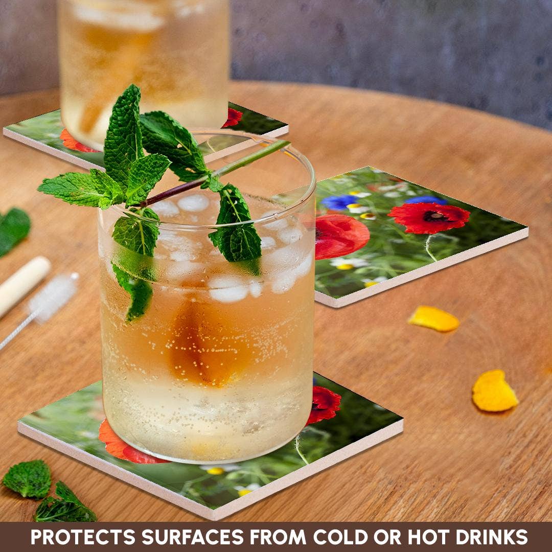 3dRose - Wholesale Coasters - 3dRose, Image of Poppy Flower Close Up, Coaster2