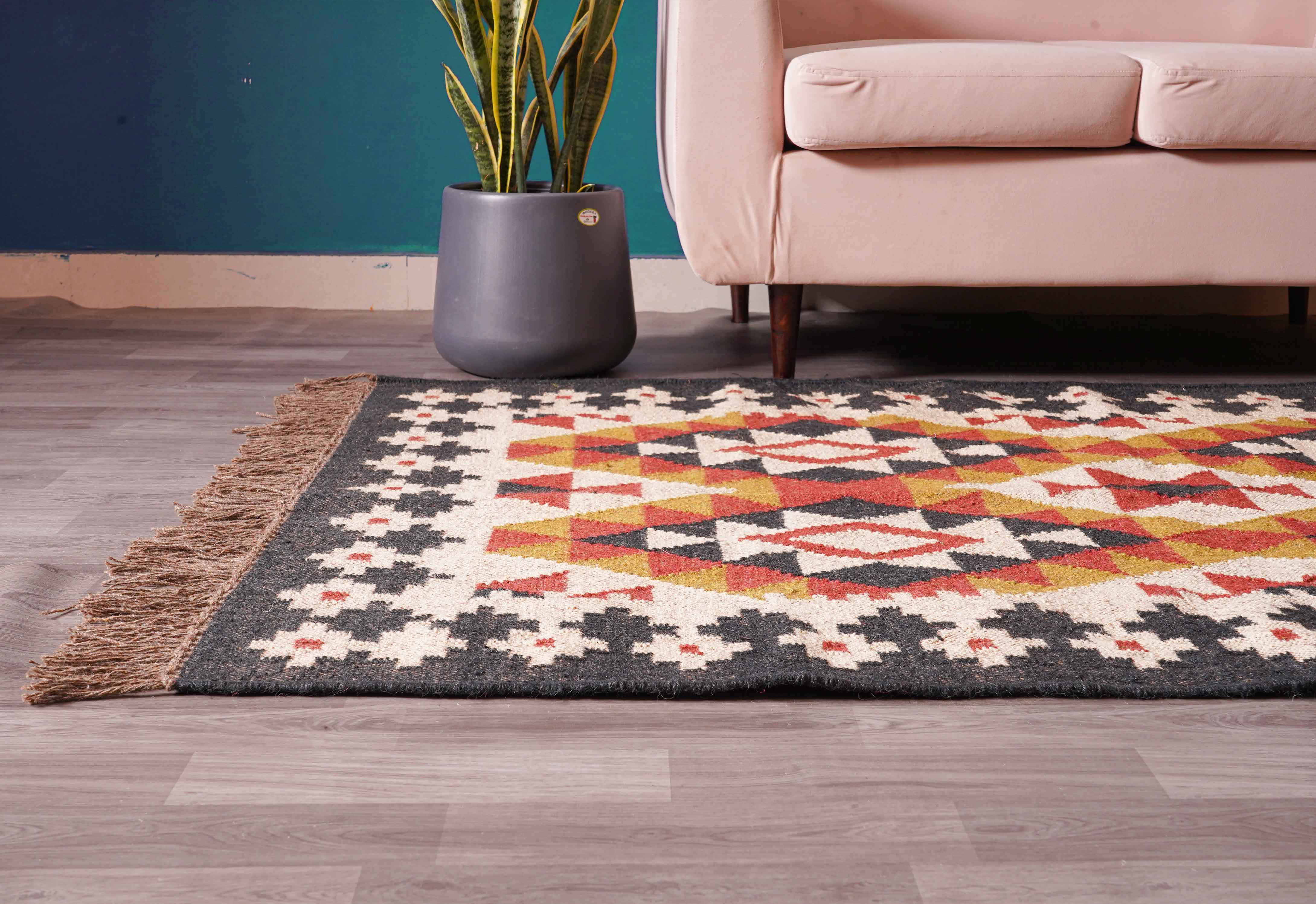 Chouhan Rugs - Wholesale Area Rug - Indian Village Art Hand Woven Wool Jute Kilim Decor Jute Rug3