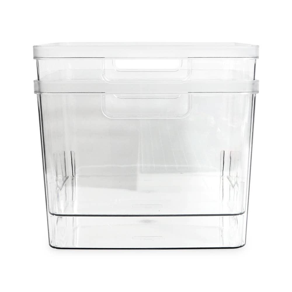 Isaac Jacobs International - Wholesale Storage Bin - Isaac Jacobs Clear Plastic Storage Bins w/Cutout Handles1