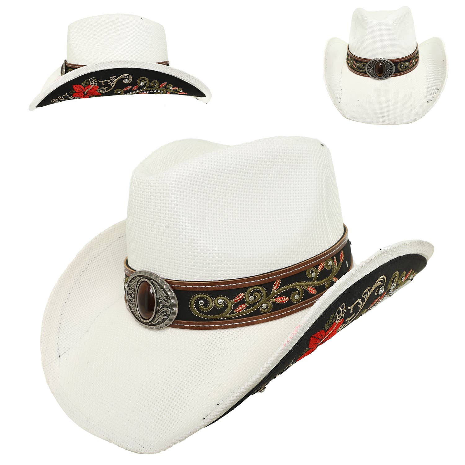 SP Sophia Collection - Wholesale Cowboy Hat - Women's - Western Embroidered Straw Woven Cowboy Hat 4