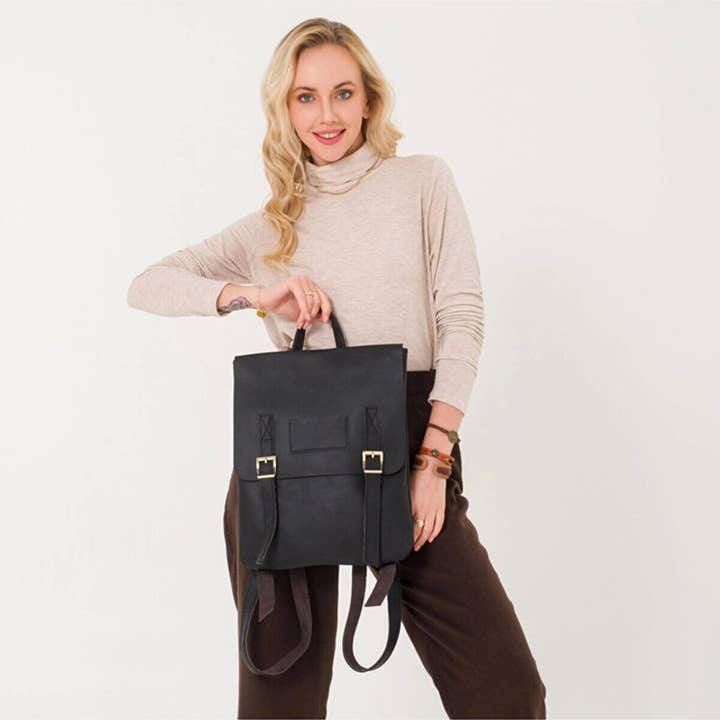 Handmade Genuine Leather Unisex Laptop Black for wholesale by CRETE TRADING INC