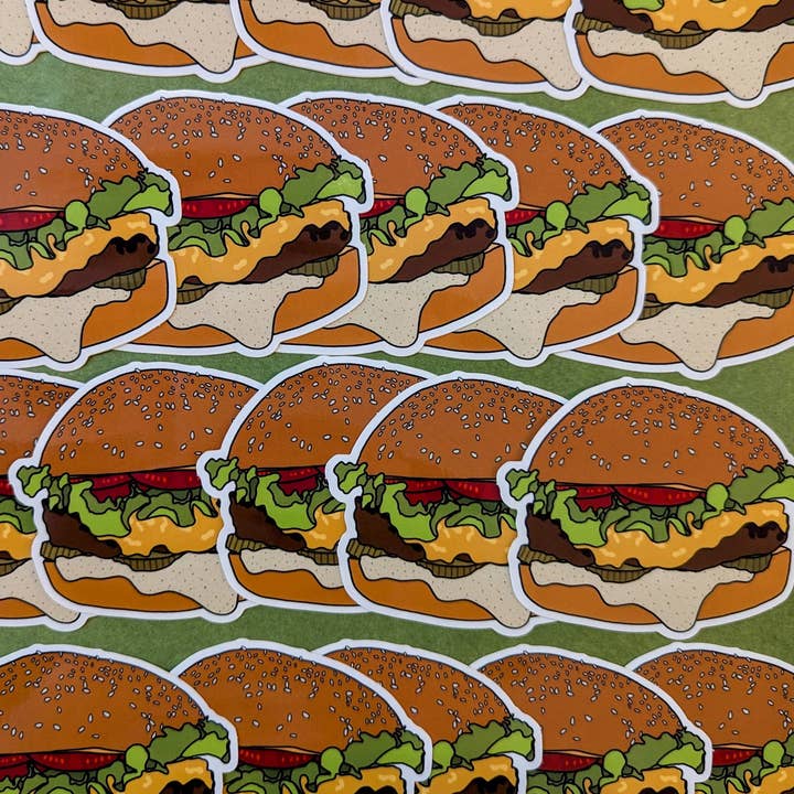 Cheeseburger Sticker | 3" Glossy Vinyl for wholesale by Pancake Press