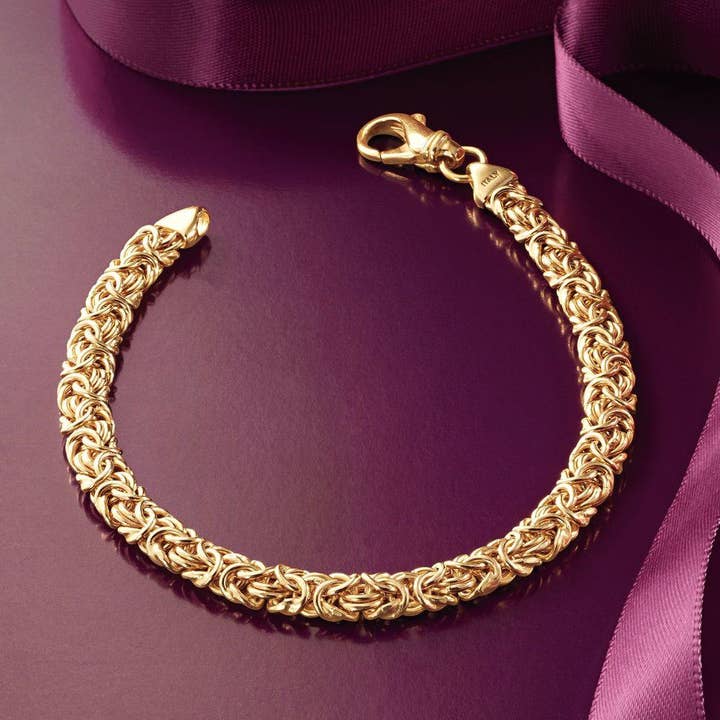 Bracelet Chaîne Byzantine Plaqué Or 18K pour la vente par Golden NYC Jewelry