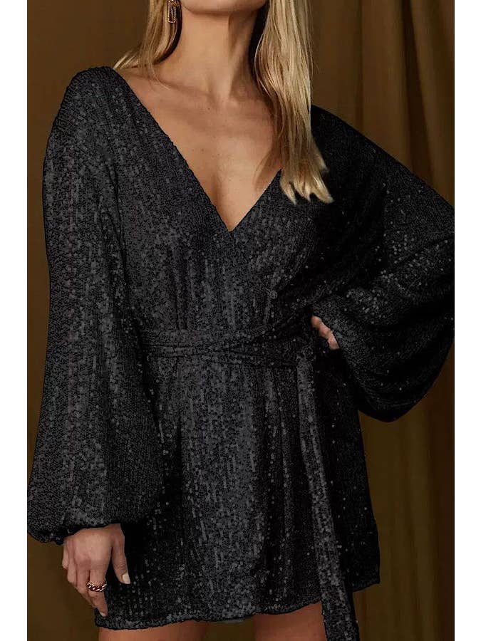 Miss Sparkling - Venta al por mayor Vestido - Mujer - Vestido cruzado de lentejuelas