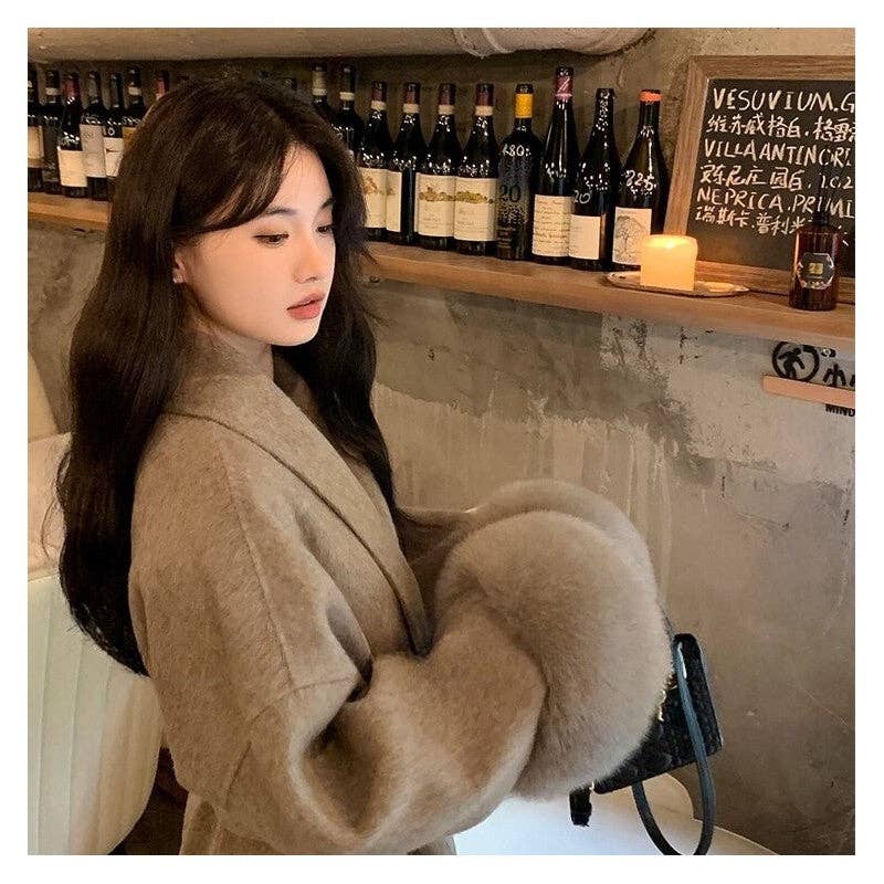 UZ Wholesale Store - Wholesale Fur/Faux Fur Coat - Women's - Double-Sided Woolen Fox Fur Cape Coat7