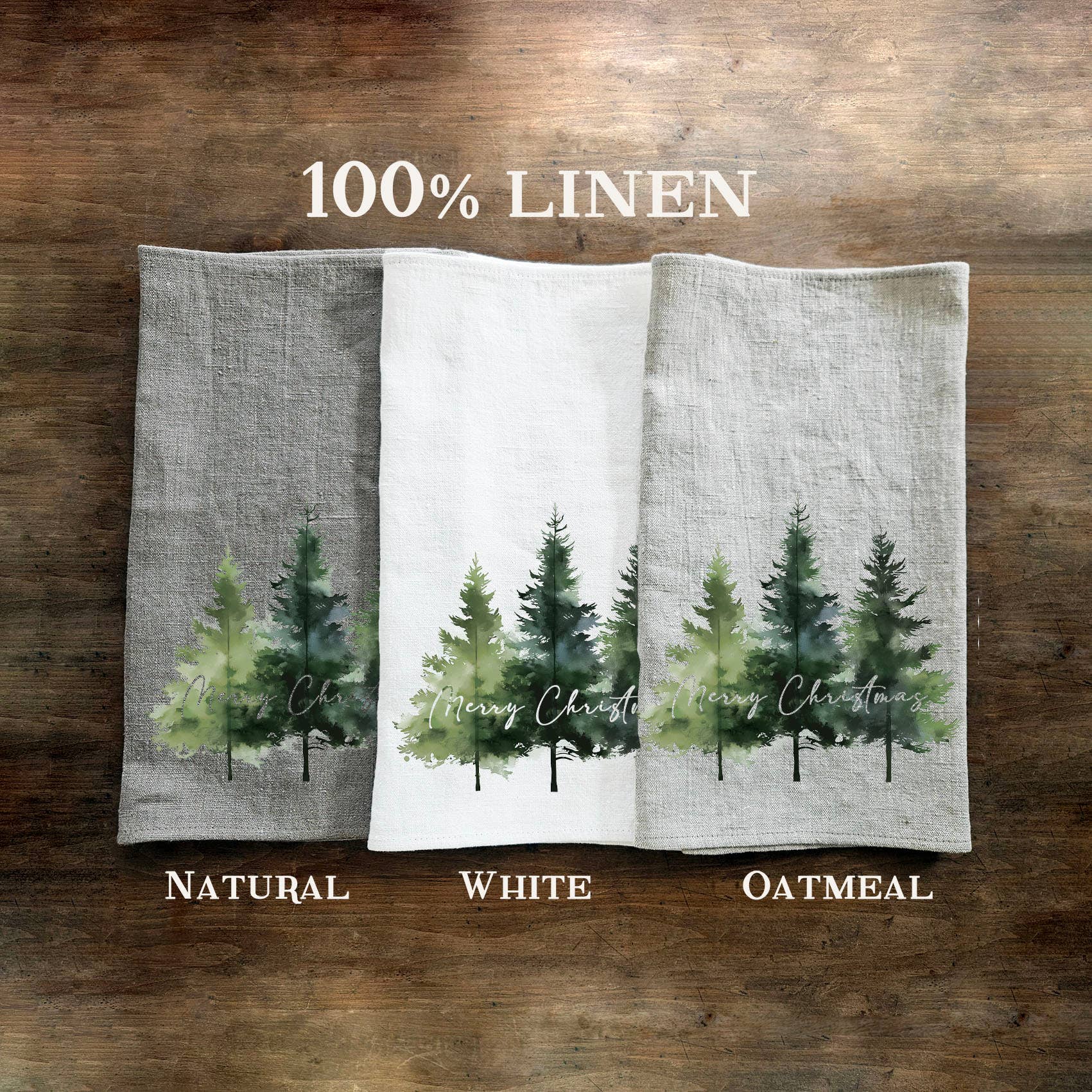 NorraVilla - Wholesale Tea Towel - 100% Linen Guest Towel with Christmas tree Forest3