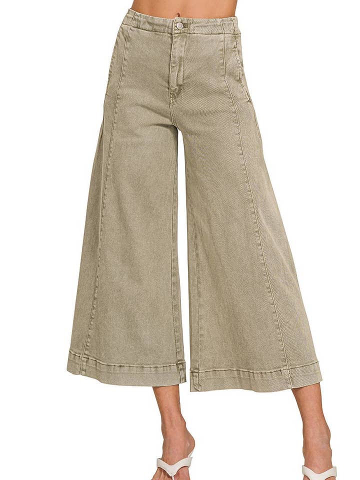 High Rise Cropped Gaucho Denim for wholesale by Vanilla Monkey