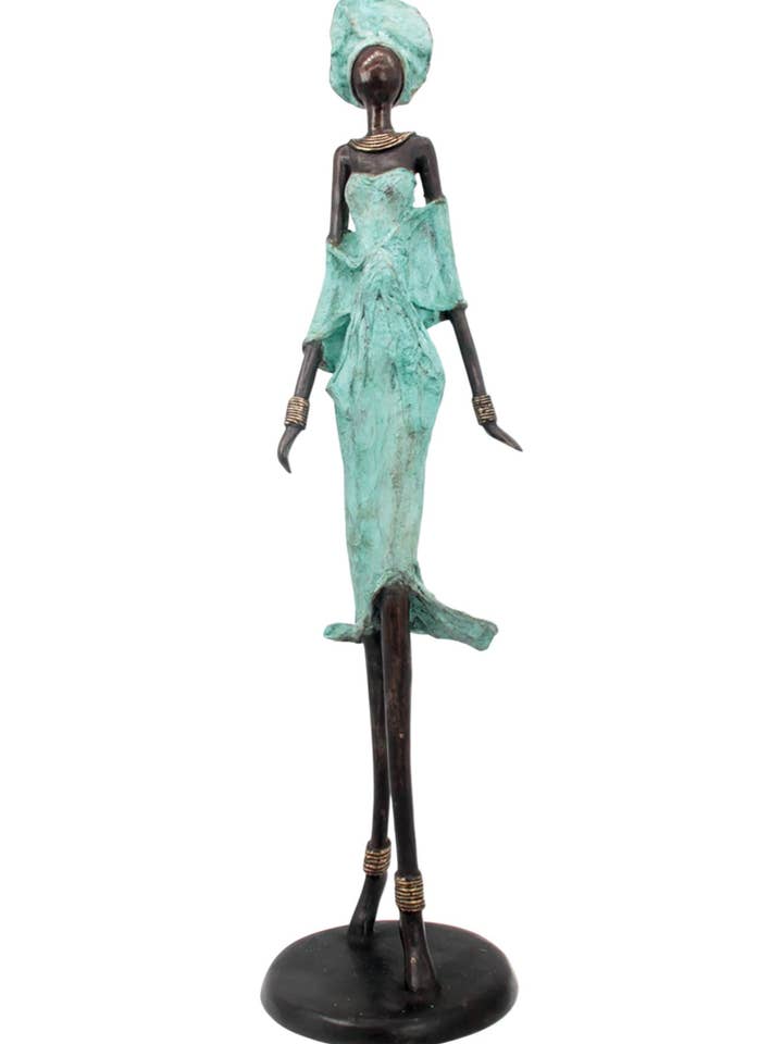 Bronzo Issouf 70 cm turchese n°1 per la vendita all'ingrosso da parte di Lafi Bala