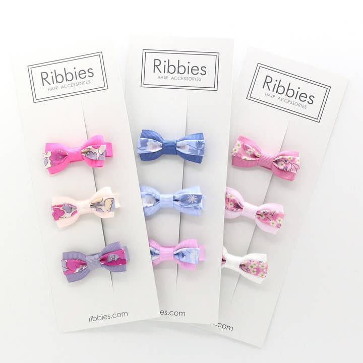 Ribbies - Venta al por mayor Lazo para el pelo - Niños - Set de 3 lazos Liberty - Betsy, color rosa