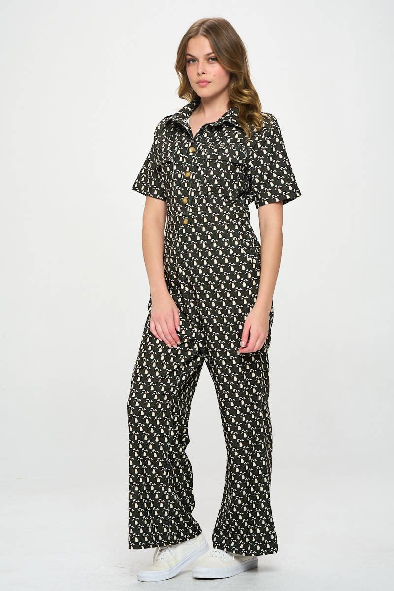 SM WARDROBE - Wholesale Jumpsuit - Women's - MUSHROOM PRINT CORDUROY  JUMPSUIT OVERALL14