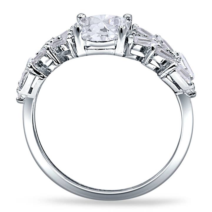 Oval Cubic Zirconia Ring Cluster Baguette for wholesale on Faire2