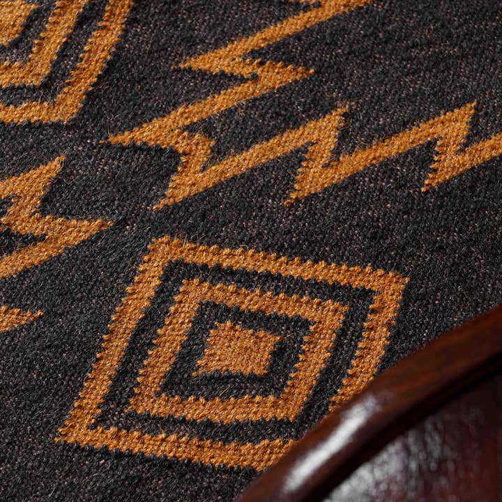 Chouhan Rugs - Wholesale Area Rug - Indian Handmade Black Kilim Jute Rug With Yellow Design Rug7