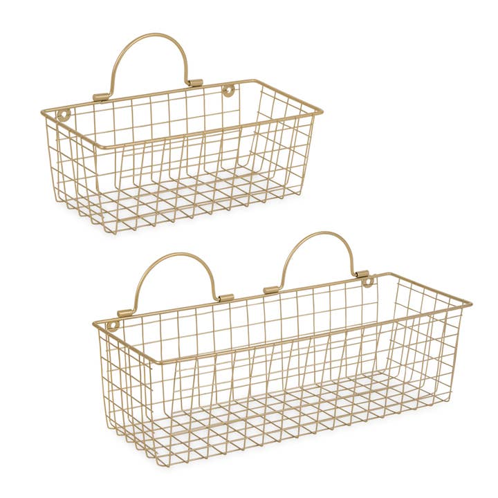 Asst Gold Wire Wall Basket Set of 2 for wholesale by Welcome Home Unbeatable Deals