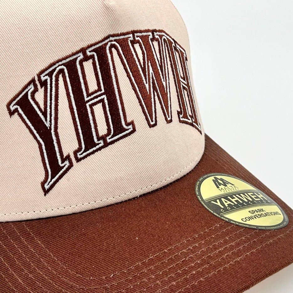 Malta Apparel LLC - Wholesale Baseball Cap - Unisex - ‘YHWH’ Structured SnapBack - Cream/Brown7