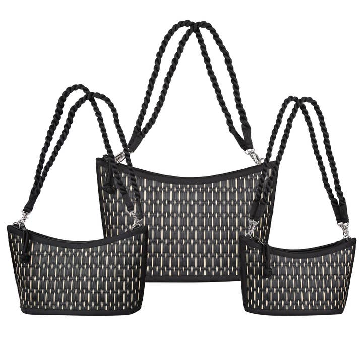 3 Size Set Sustainable Scoop Shape Seagrass Purse for wholesale by Baskets of Cambodia